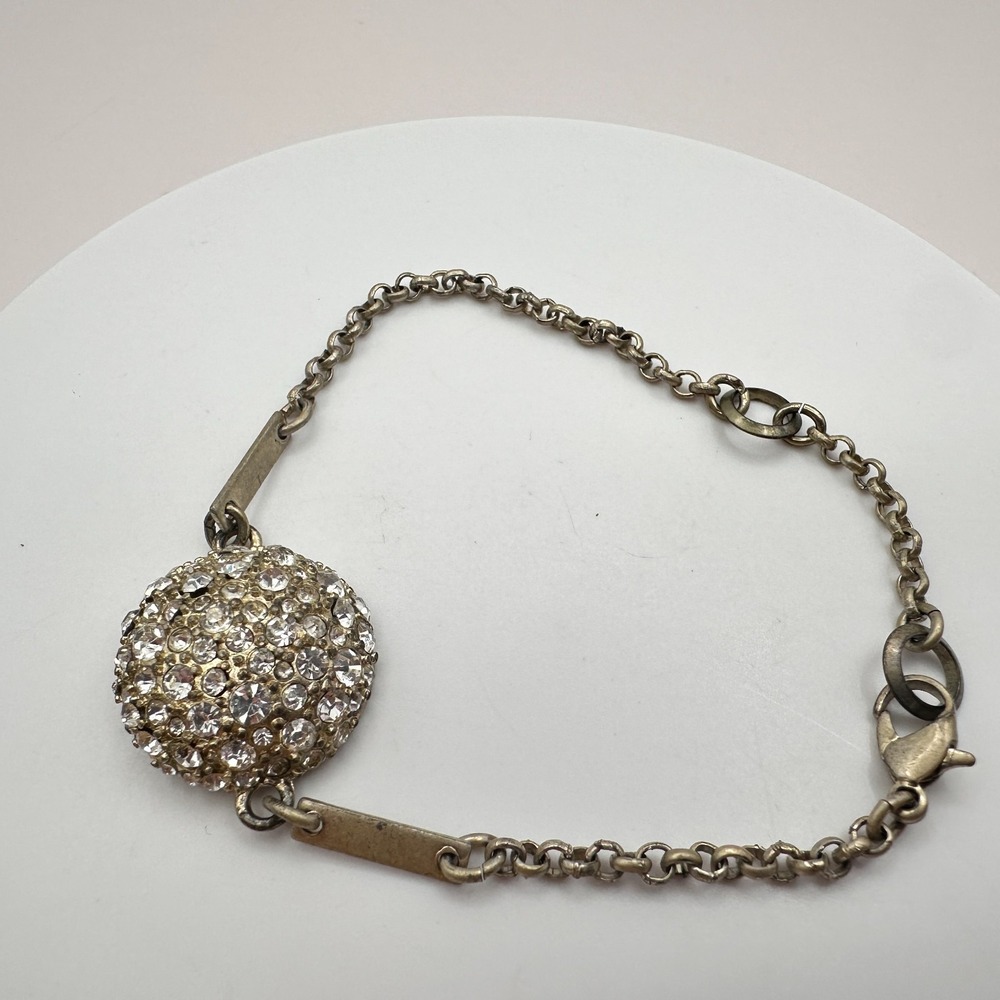 Vintage Y2K Silver Tone Glass Rhinestone Bracelet Statement Women's Jewelry